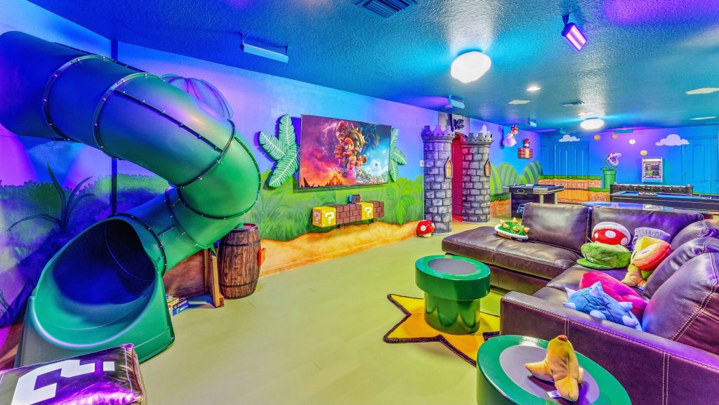 Bowser's Castle themed game room Orlando Florida