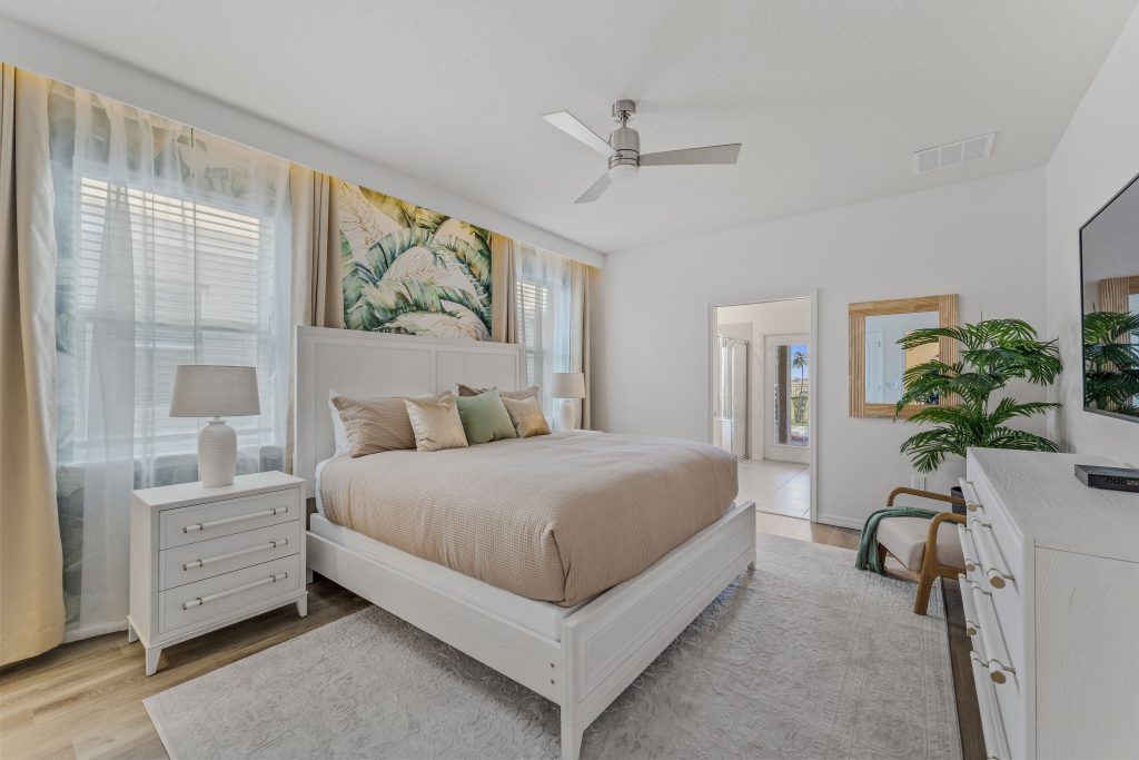 Luxury Master bedroom Orlando vacation home designed by Magic Interiors
