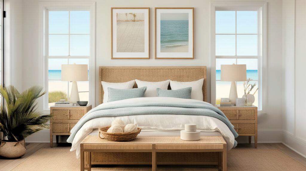 modern luxury beach bedroom in vacation home