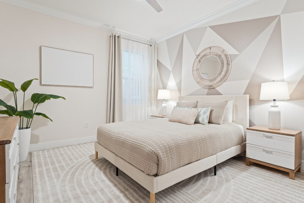 guest bedroom in Orlando airbnb vacation home short term rental designed by Magic Interiors