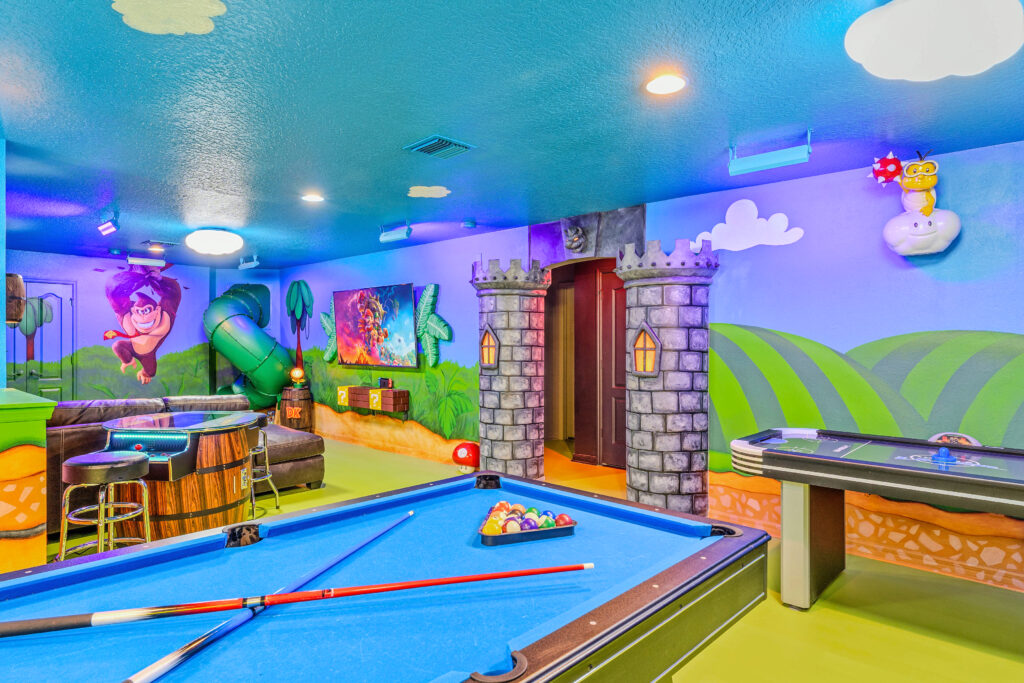 Bowser's castle smash bros game room loft in Orlando airbnb