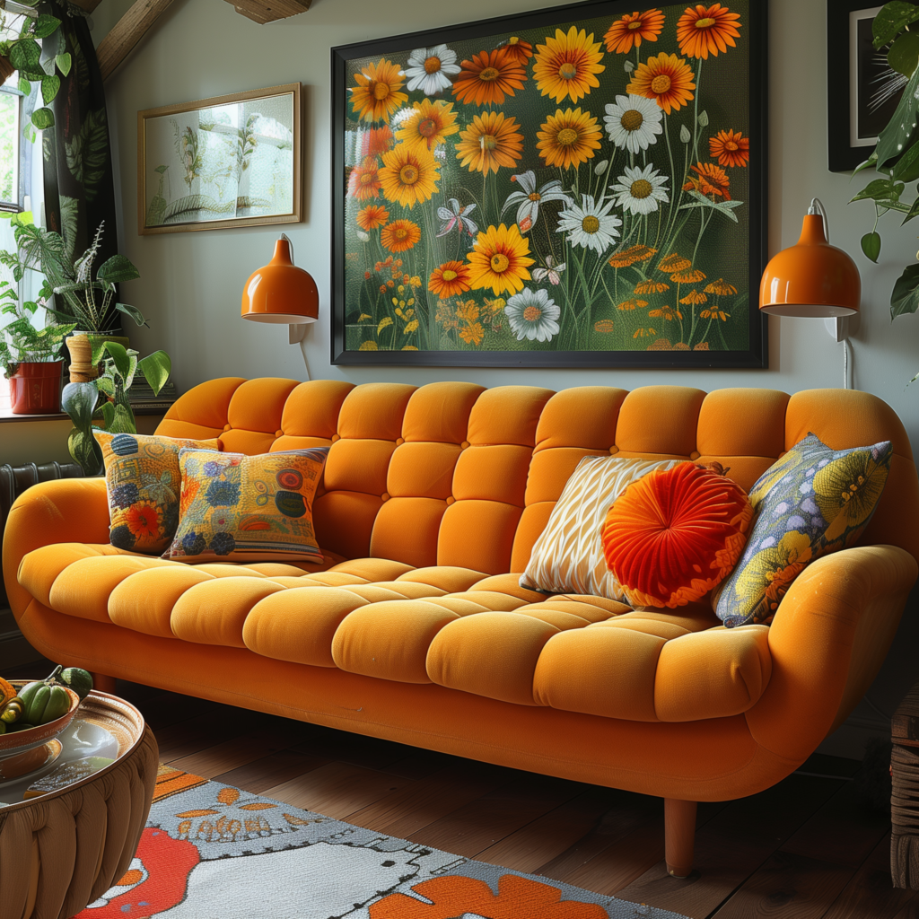 Retro themed airbnb living room concept - Magic Interiors