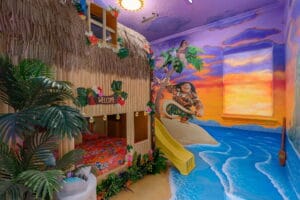 Moana themed bedroom in Orlando Airbnb designed by Magic Interiors