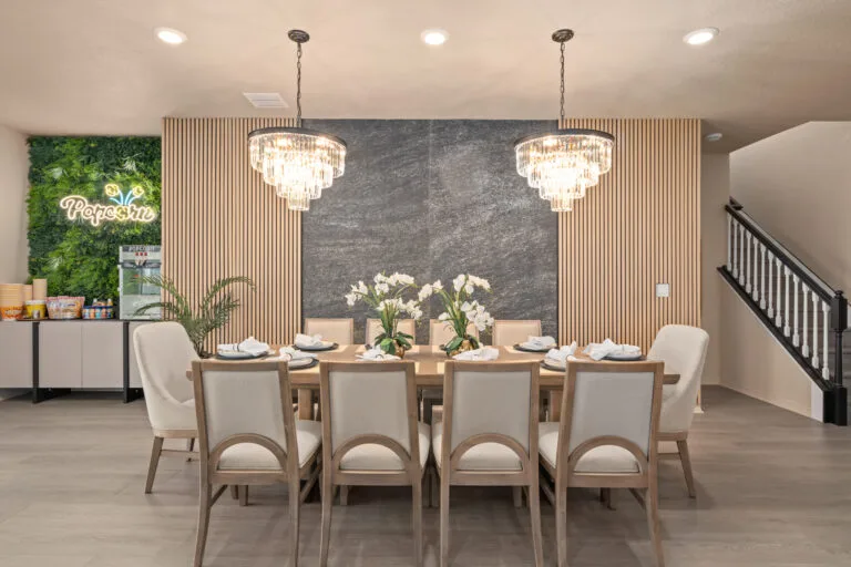 Modern Organic Dining Room in Windsor Cay Resort vacation rental designed by Magic Interiors