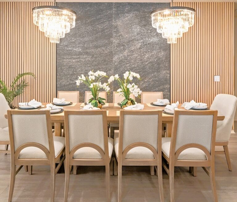 Modern Organic Dining Room in Windsor Cay Resort vacation rental designed by Magic Interiors